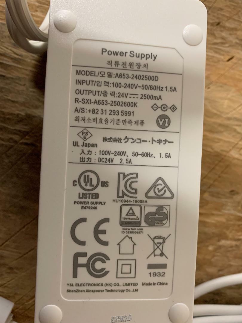 Universal Power Supply 24V Cord Smartphone Photo Printer Model:A653-2402500D
