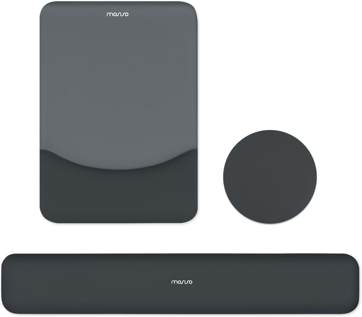 Ergonomic Keyboard & Mouse Pad Wrist Rest Set, Slate Gray