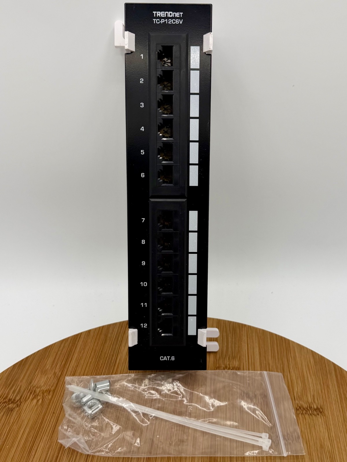 TrendNet TC-P12C6V Cat6 Unshielded Wall Mount Patch Panel with Bracket