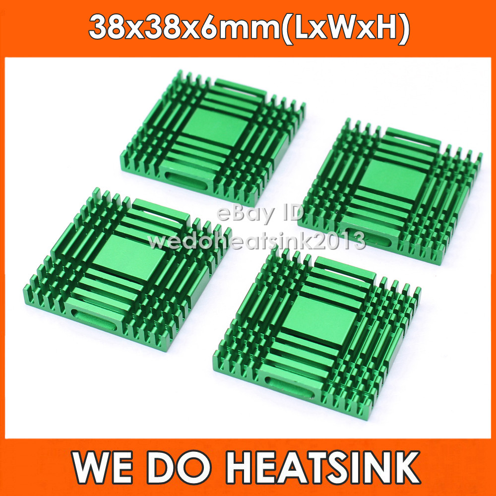 2pcs WE DO HEATSINK 38mm 38*38*6mm Aluminum IC LED Green Cooler Heatsink