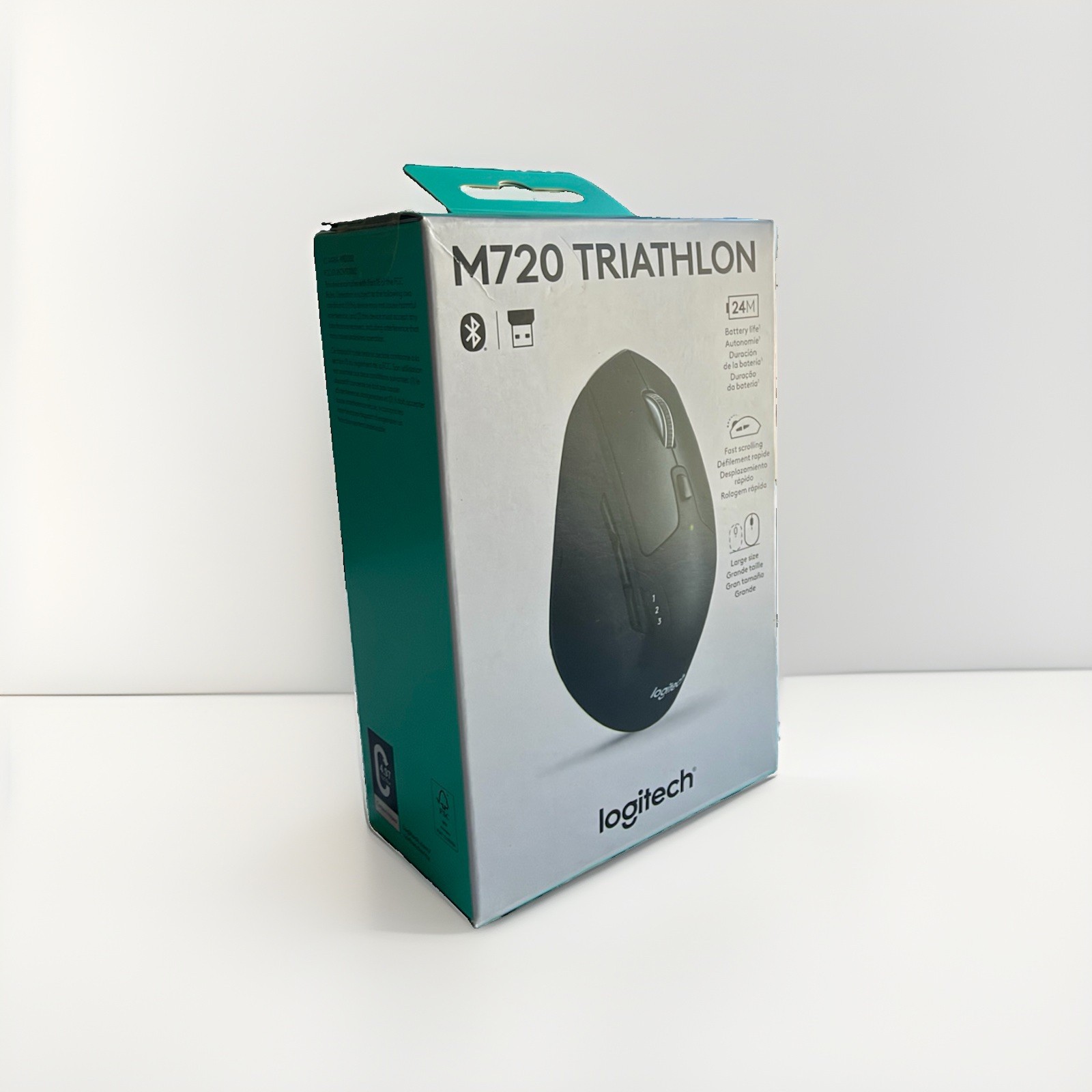 Logitech M720 Triathlon Multi-Device Wireless Mouse, 1000 DPI, 6 Buttons - Black