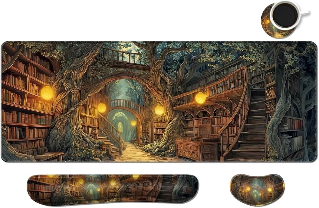 Gaming Desk Mat Set Large Mouse Pad with Wrist Rest Ergonomic Keyboard NEW