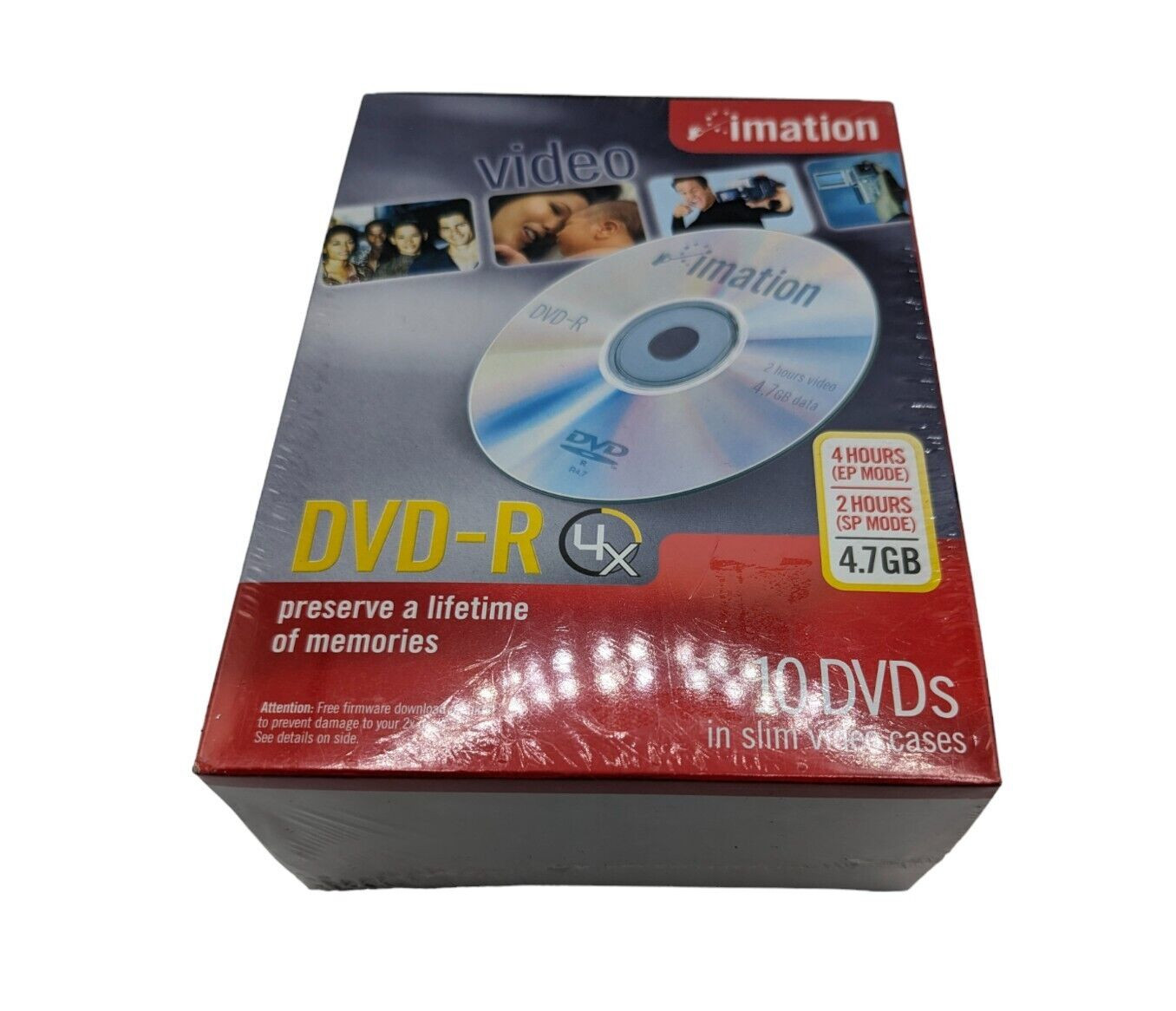 A Box of 10 IMATION Recordable DVD-R's 4X 4.7gb