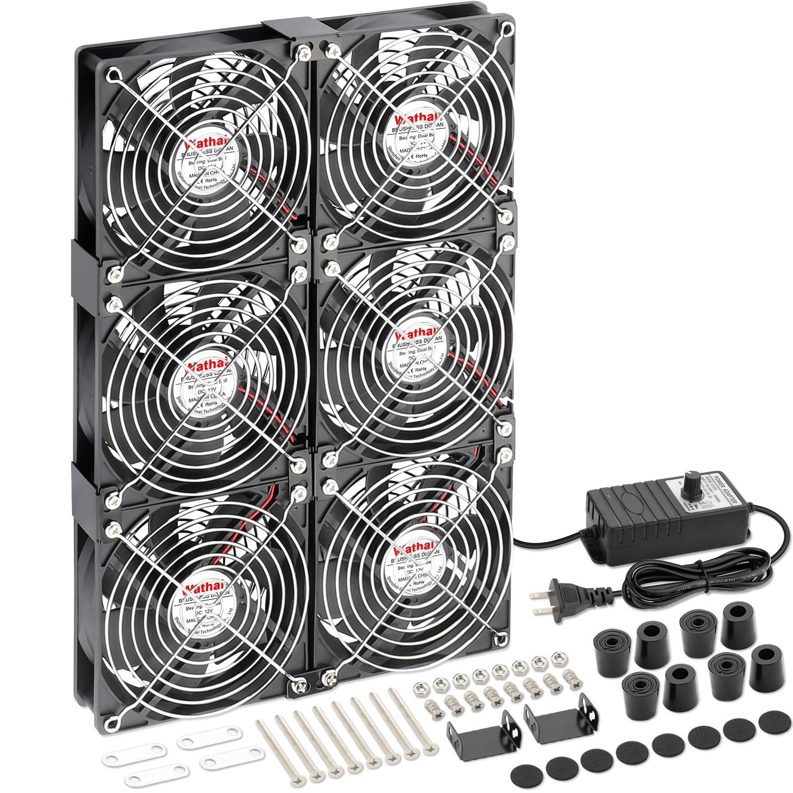 120mm x 6 Small Box Computer Fan with AC 110V 240V Speed Controller