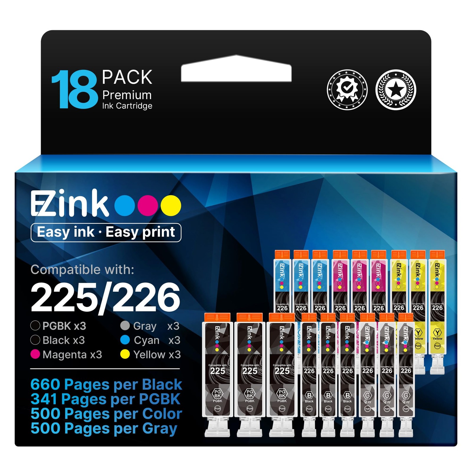 E-Z Ink PGI-225 CLI-226 Cartridges 18 Pack