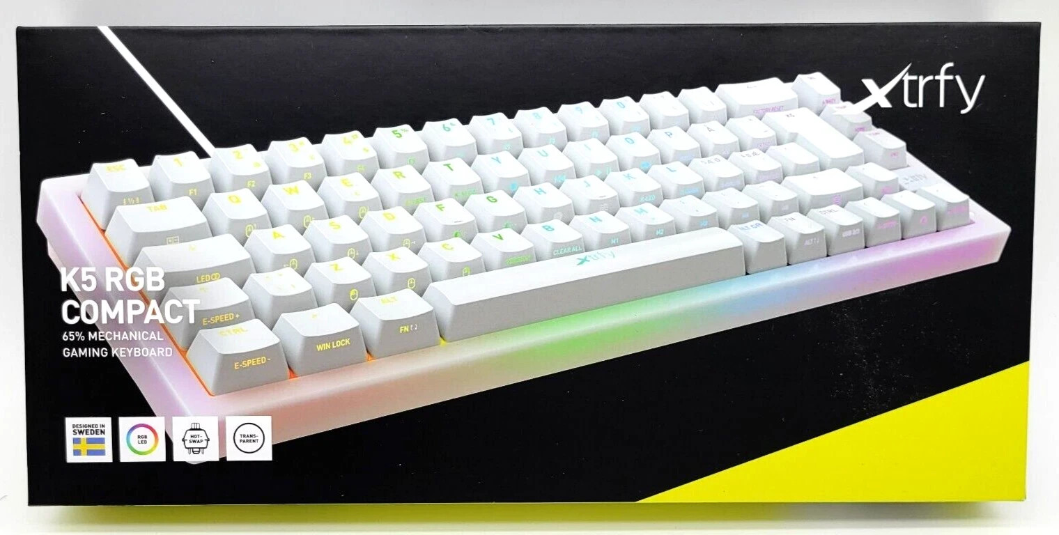 Xtryfy K5 RGB LED Compact 65% Mechanical Wired Gaming Keyboard - White