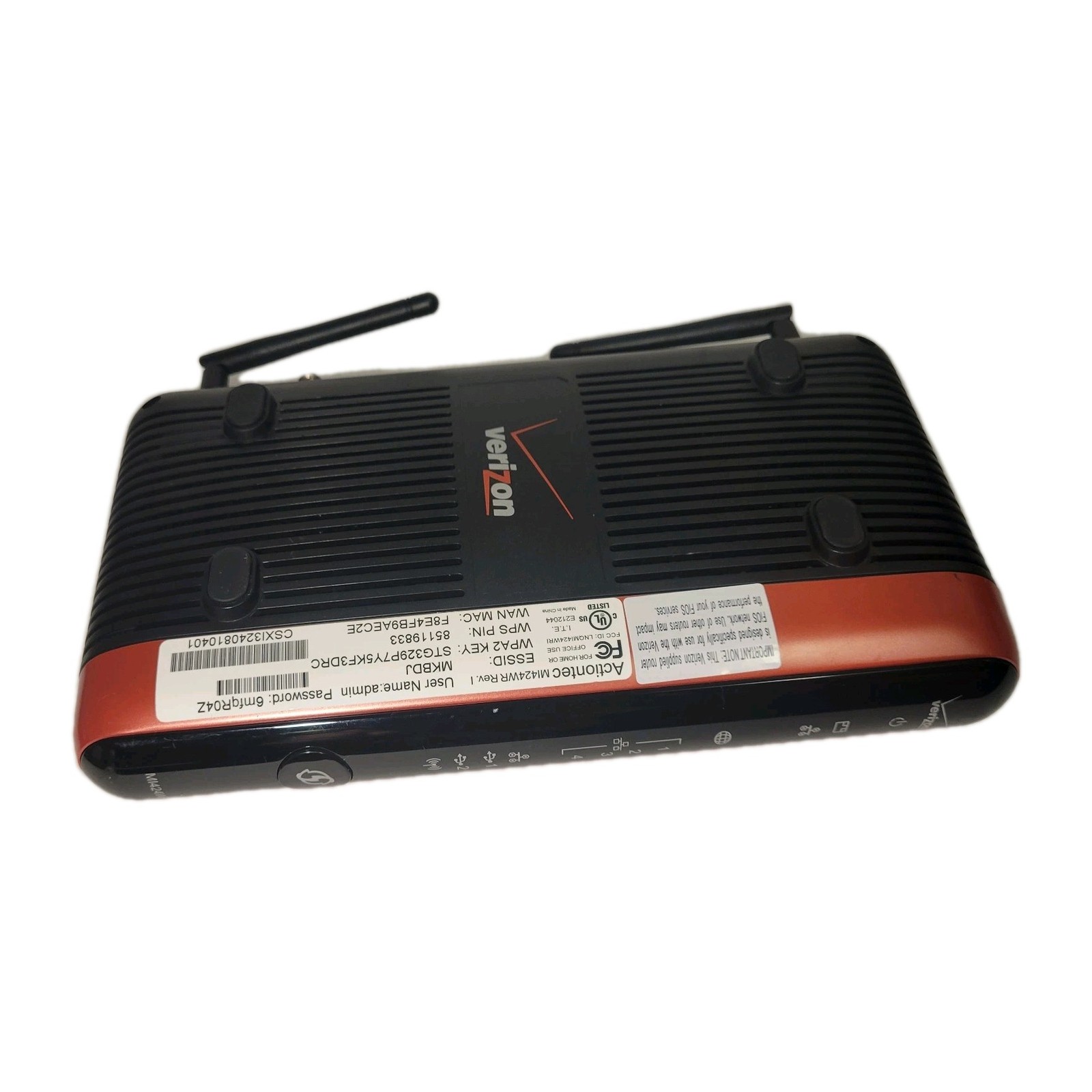 VERIZON Actiontec Wifi Router, M1424WR No Power Cord 