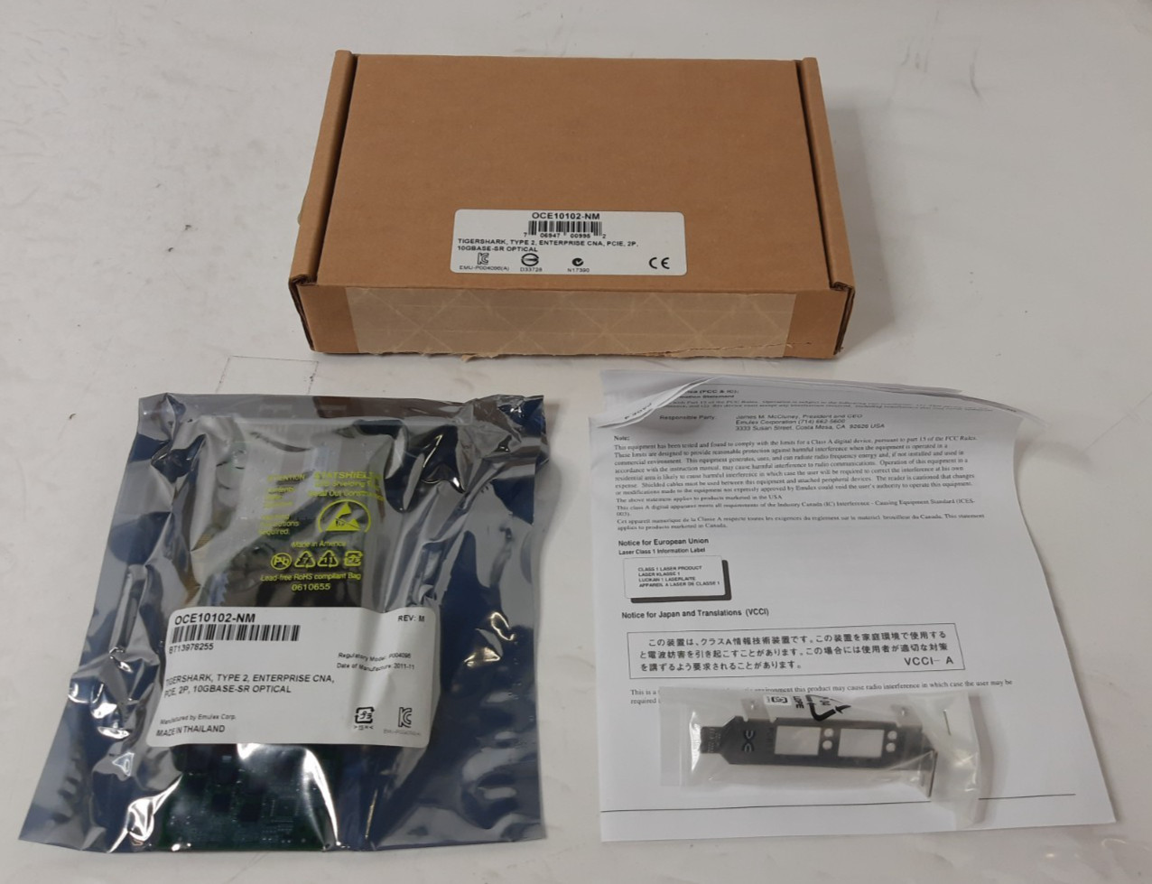 Emulex OCE10102-NM P004096 PCIE 2P 10GBASE-SR OPTICAL Network Card Both Brackets