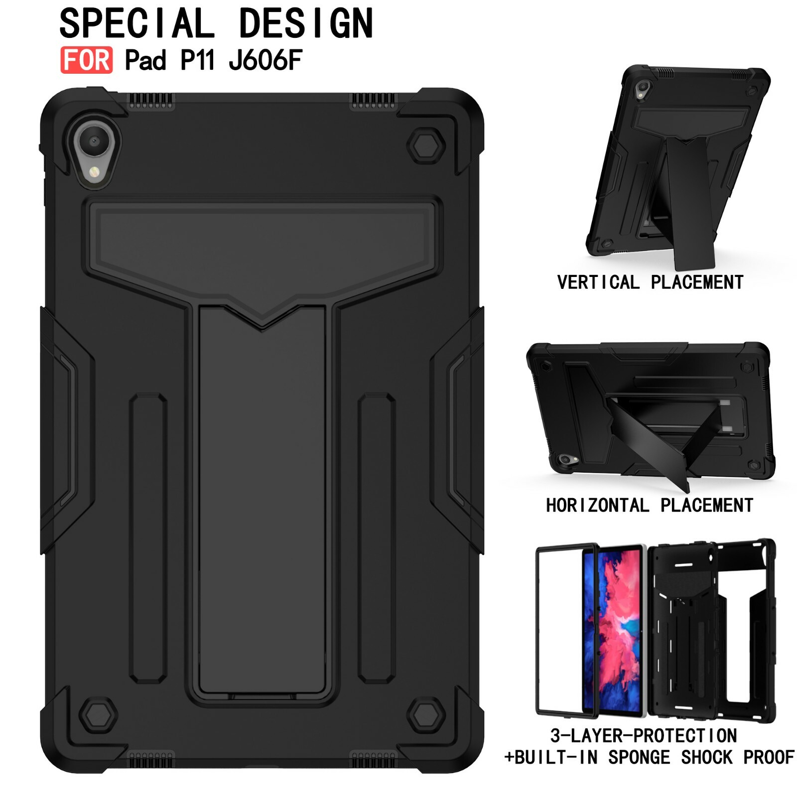Case For Lenovo Tab P11/ Lenovo Tab P11 Plus Shockproof Defender T-Stand Cover