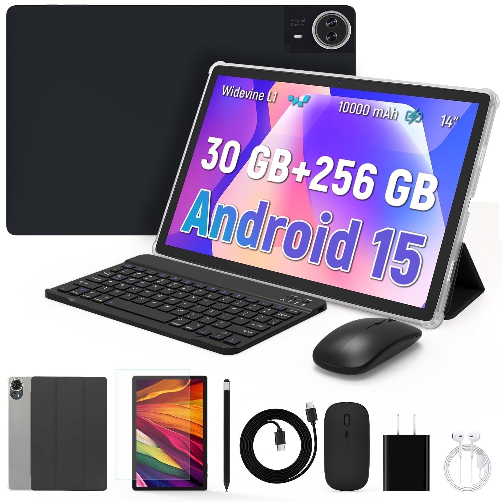 2025 14 inch Tablet Android 15 Tablet 30GB RAM 256GB ROM 10000mAh Dual Camera