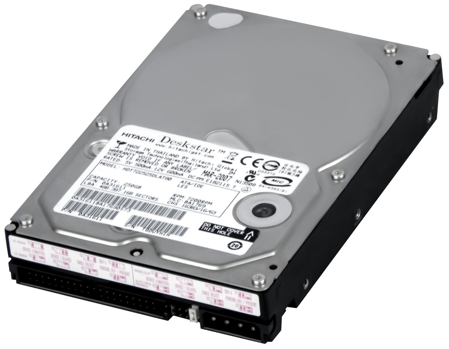 HARD DRIVE HITACHI DeskStar T75250 HDT722525DLAT80 250GB 7.2K 8MB ATA 3.5'' 