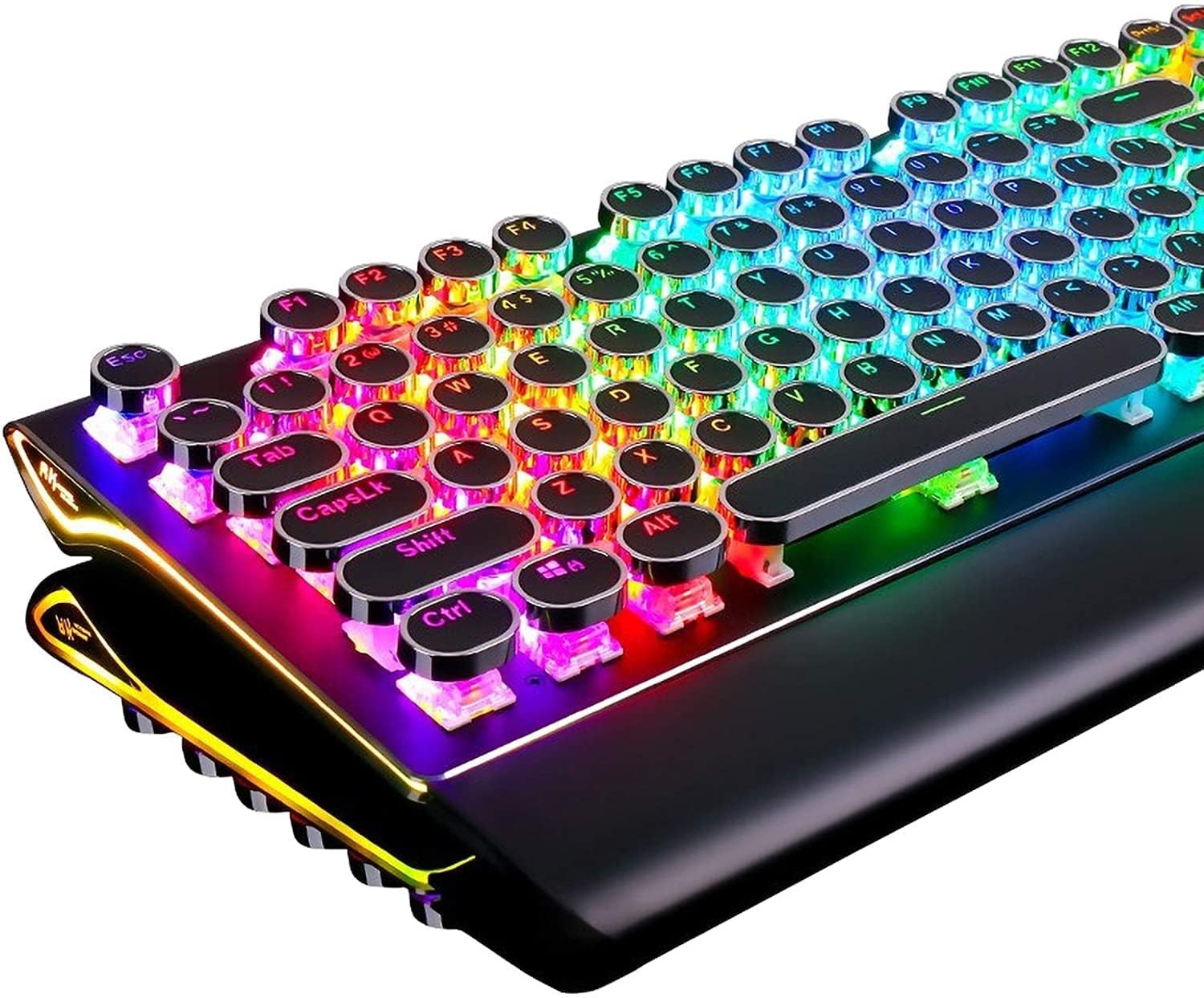 S108 Typewriter Keyboard, Retro Mechanical Gaming Keyboard Wired 108 Keys wit...