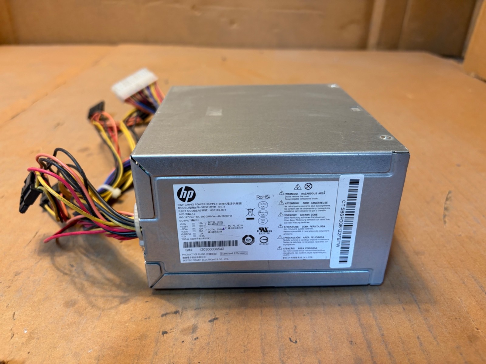 HP Pro 3400 Microtower PC FH-XD301MYR 300W Switching Power Supply- 633189-001