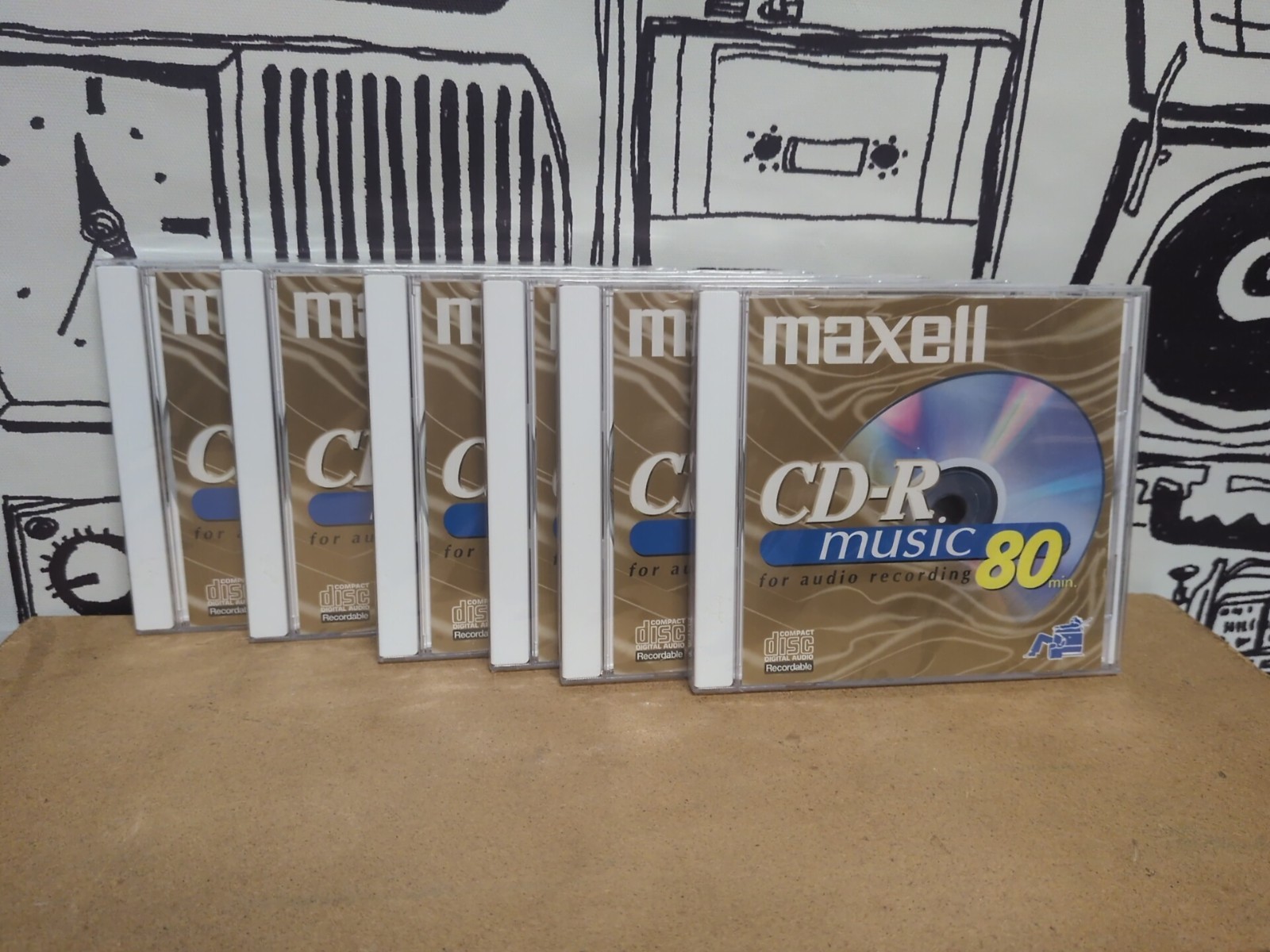 6 Maxell CD-R Music 80 min Audio Recording Blank Disc Media New in Jewel Cases