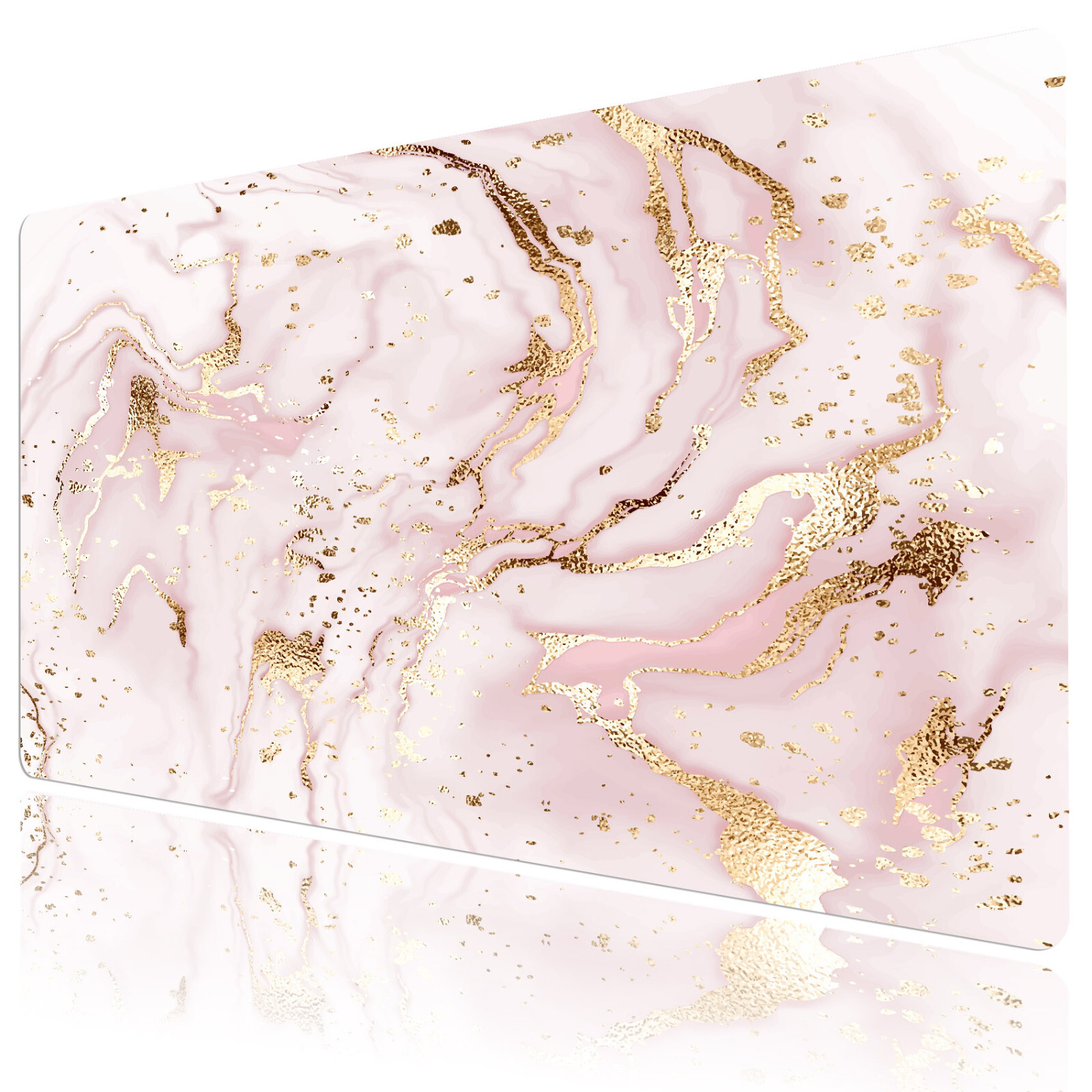Pastel Pink and Gold Marble Mouse Desk Pad for Keyboard Desk Mat 31.5x15.7 inch
