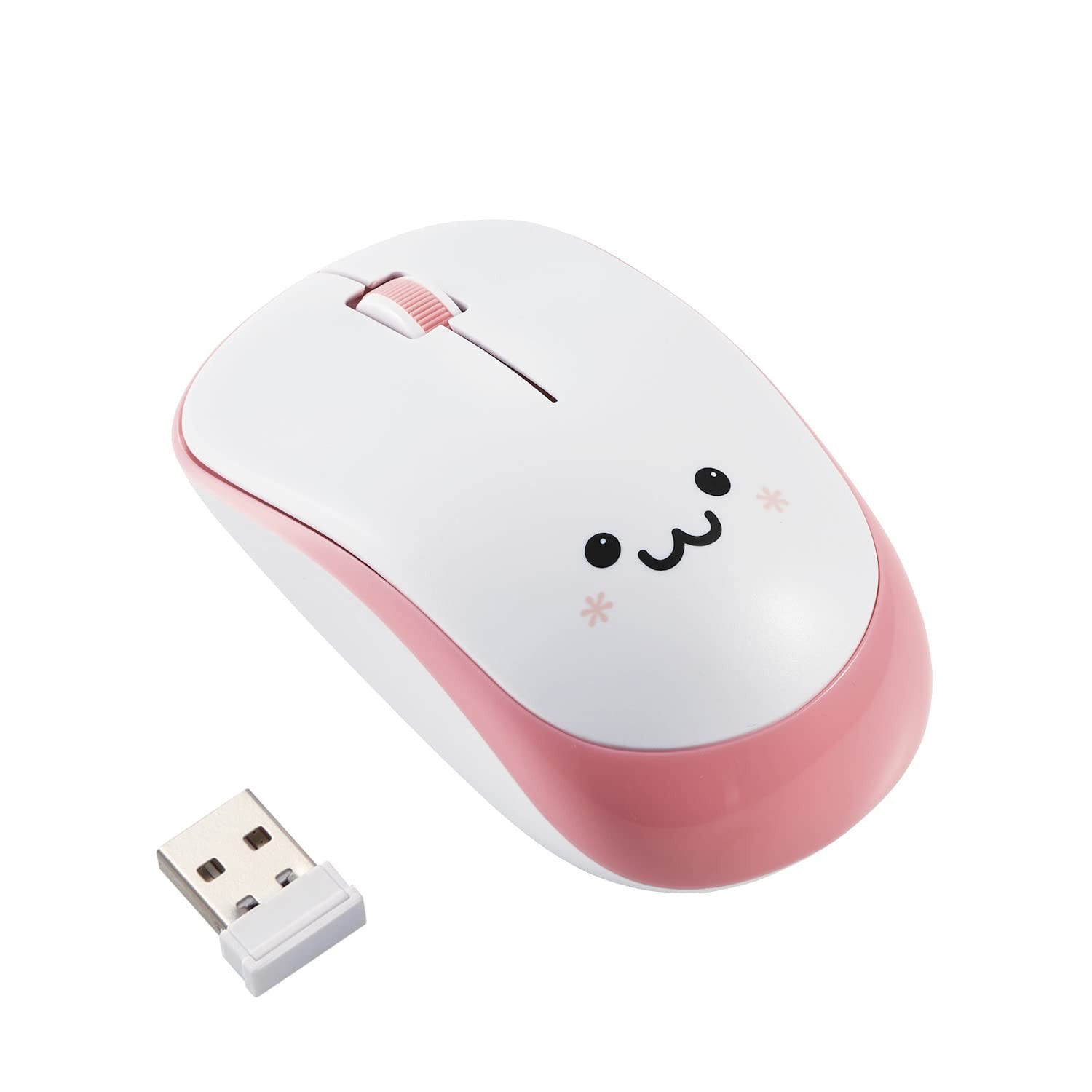ELECOM 2.4G Wireless, Portable Mobile Smiley-Face Mouse for Medium, Pink