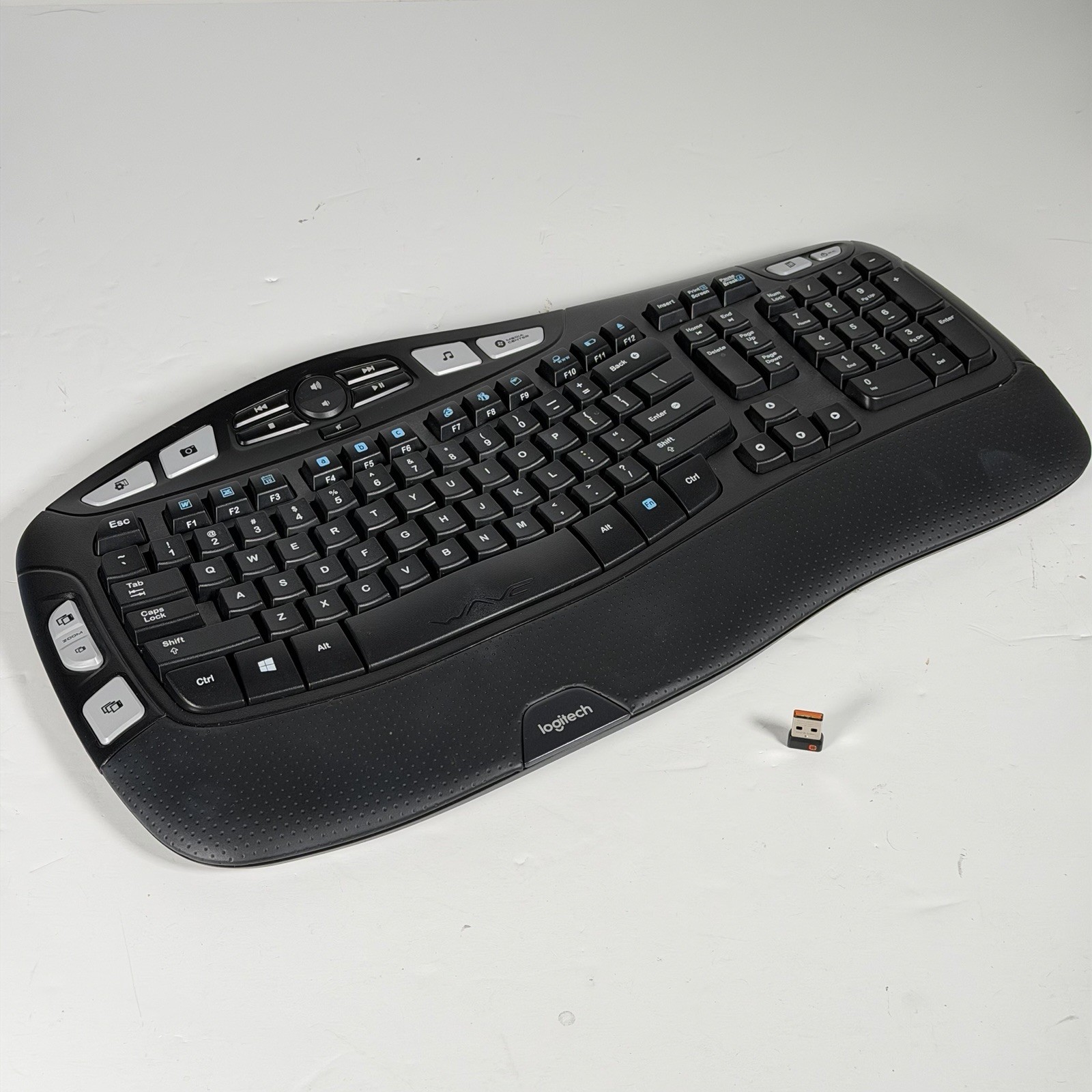 Logitech K350 Wireless Wave Ergonomic Keyboard, Unifying Receiver USB Dongle