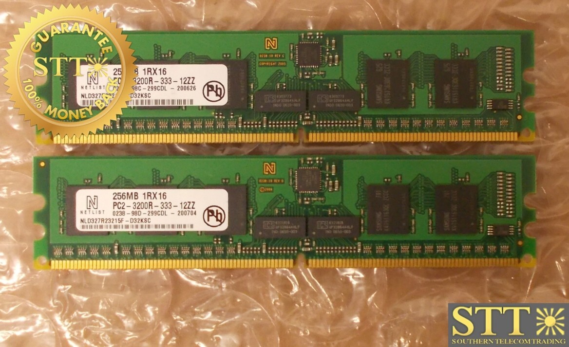 NLD327R23215F-D32KSC NETLIST 256MB PC2-3200 DDR2-400MHZ ECC REG  DIMM (LOT OF 2)