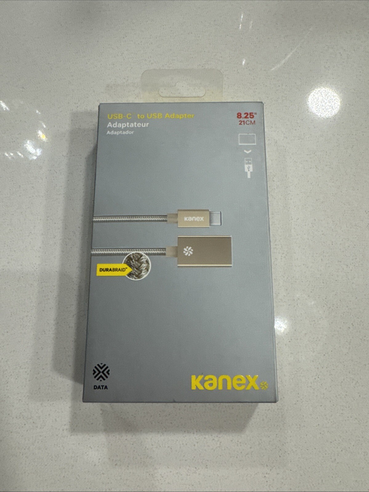 Adapter Kanex USB-C to USB  8.25" 21CM Durabraid Connect an Iphone, Ipad, Ipod”