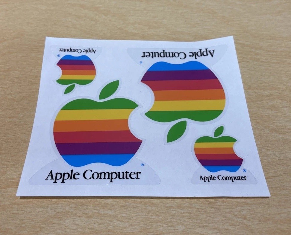 1980-90’s Apple Computer Stickers Rainbow Decals Complete Sheet Vintage NOS