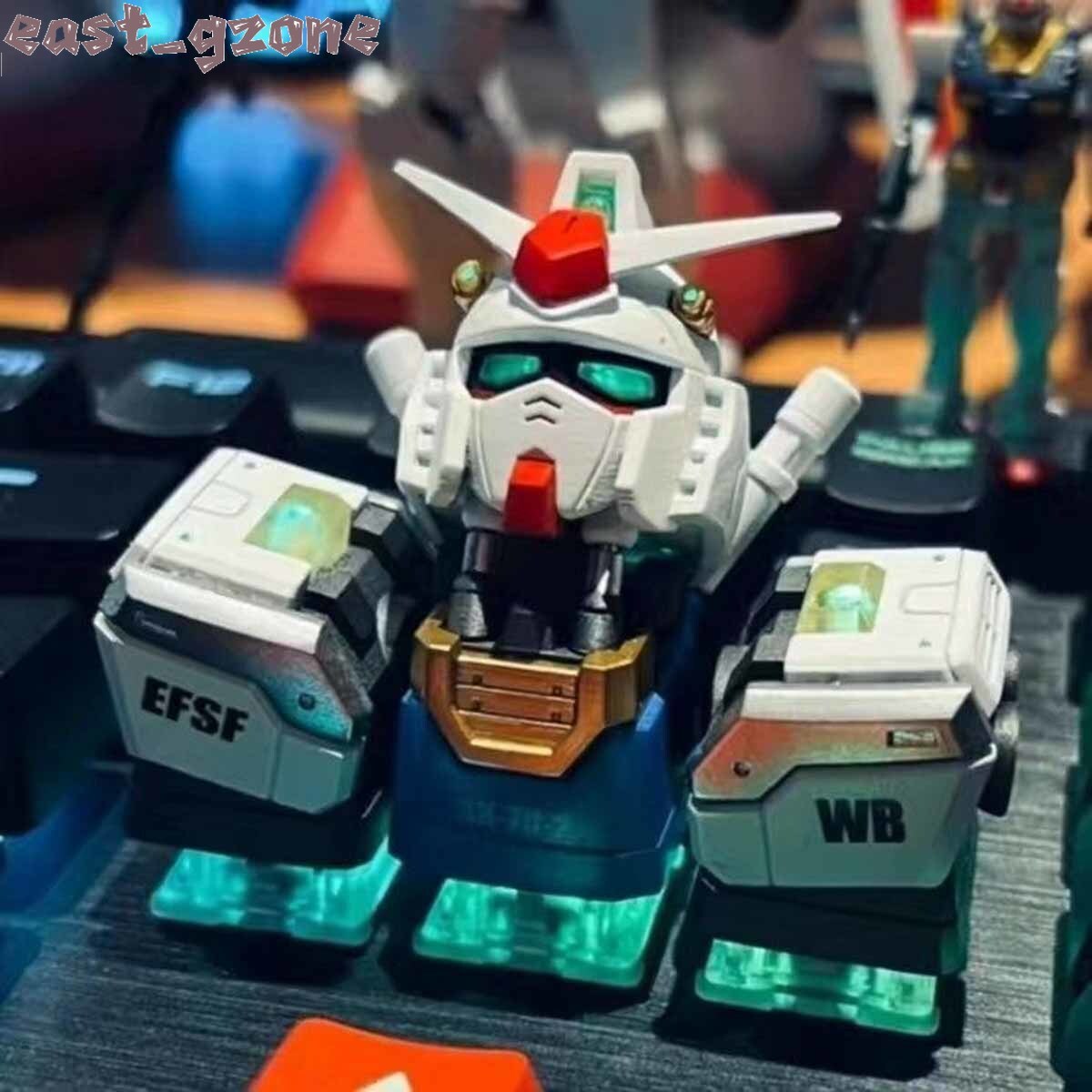 3 PCS 3D RGB Luminous Keycaps RX-78-2 Gundam Light transmission For MX Keyboard