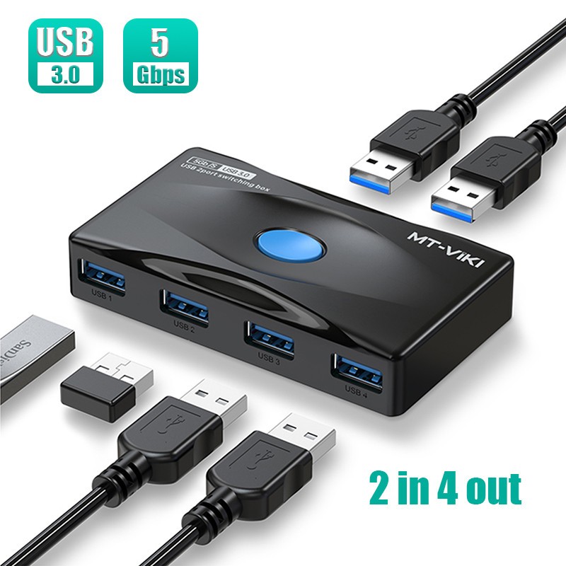 MT-VIKI USB 3.0 Switcher 2 in 4 out Switch 5Gbps Highspeed Printer Sharing Dock