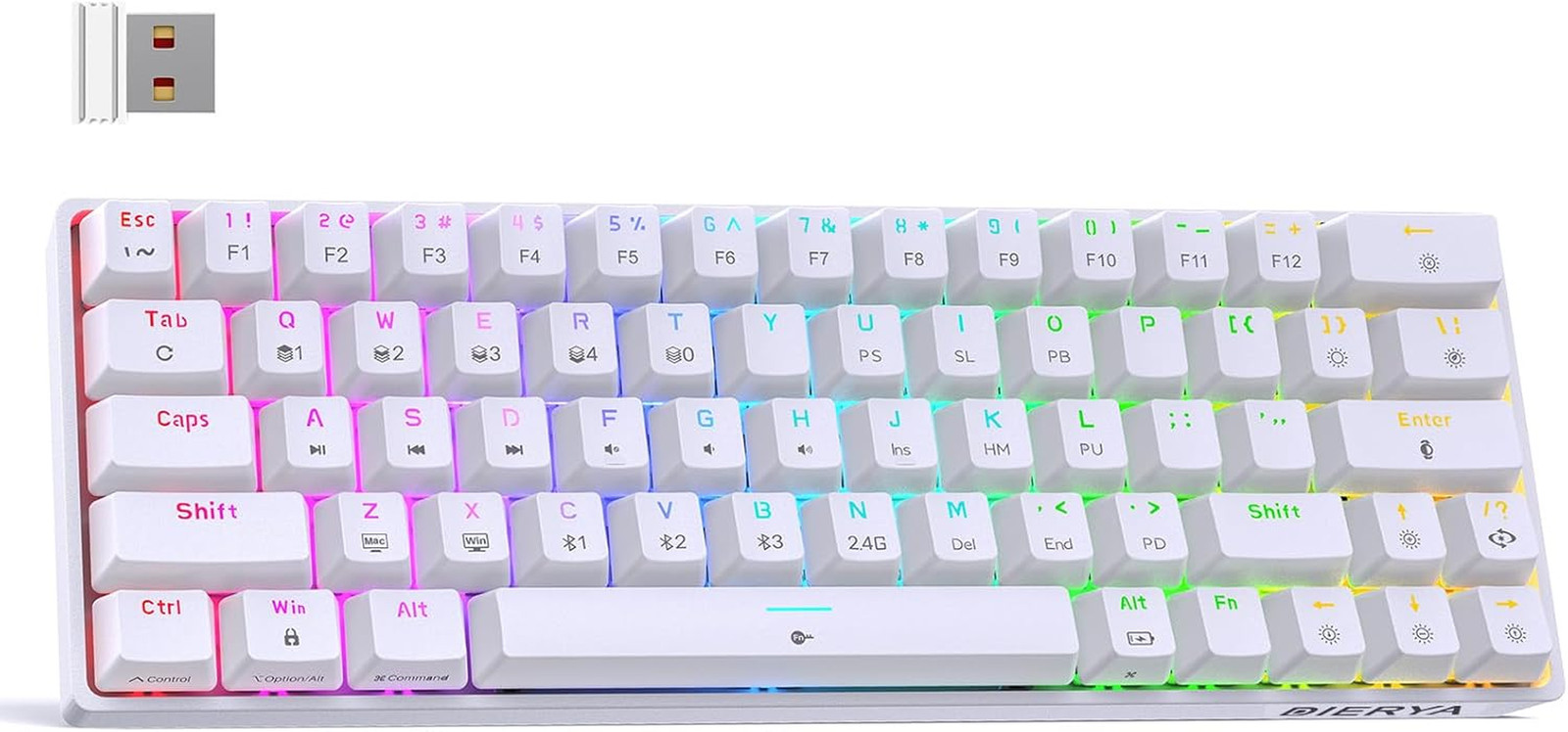 DIERYA DK63 60% Wireless Mechanical Gaming Keyboard | /2.4G/Wired | RGB Backlit 