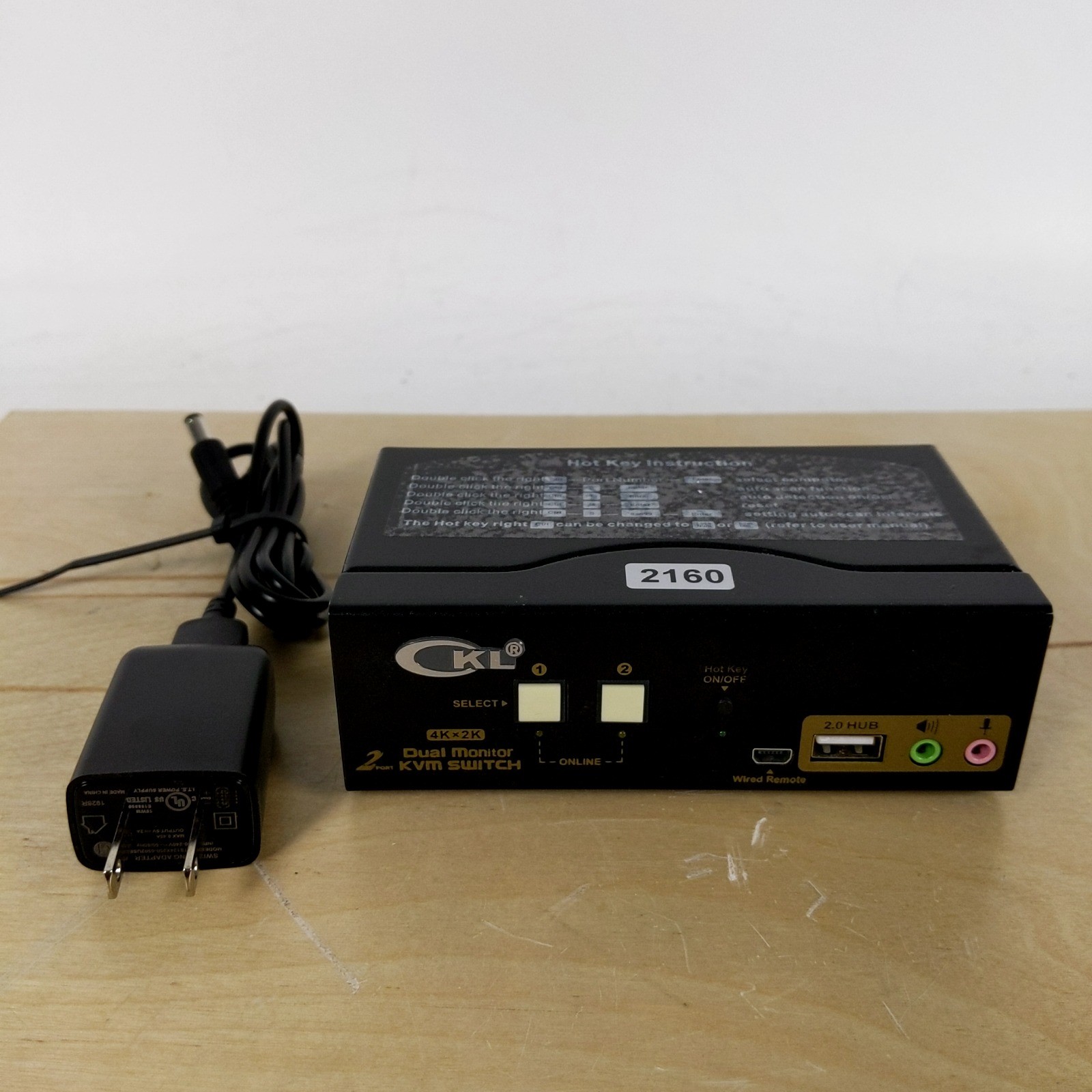CKL CKL-922HUA 2 Port Dual Monitor HDMI KVM Switch 4K w/ Power Adapter Tested