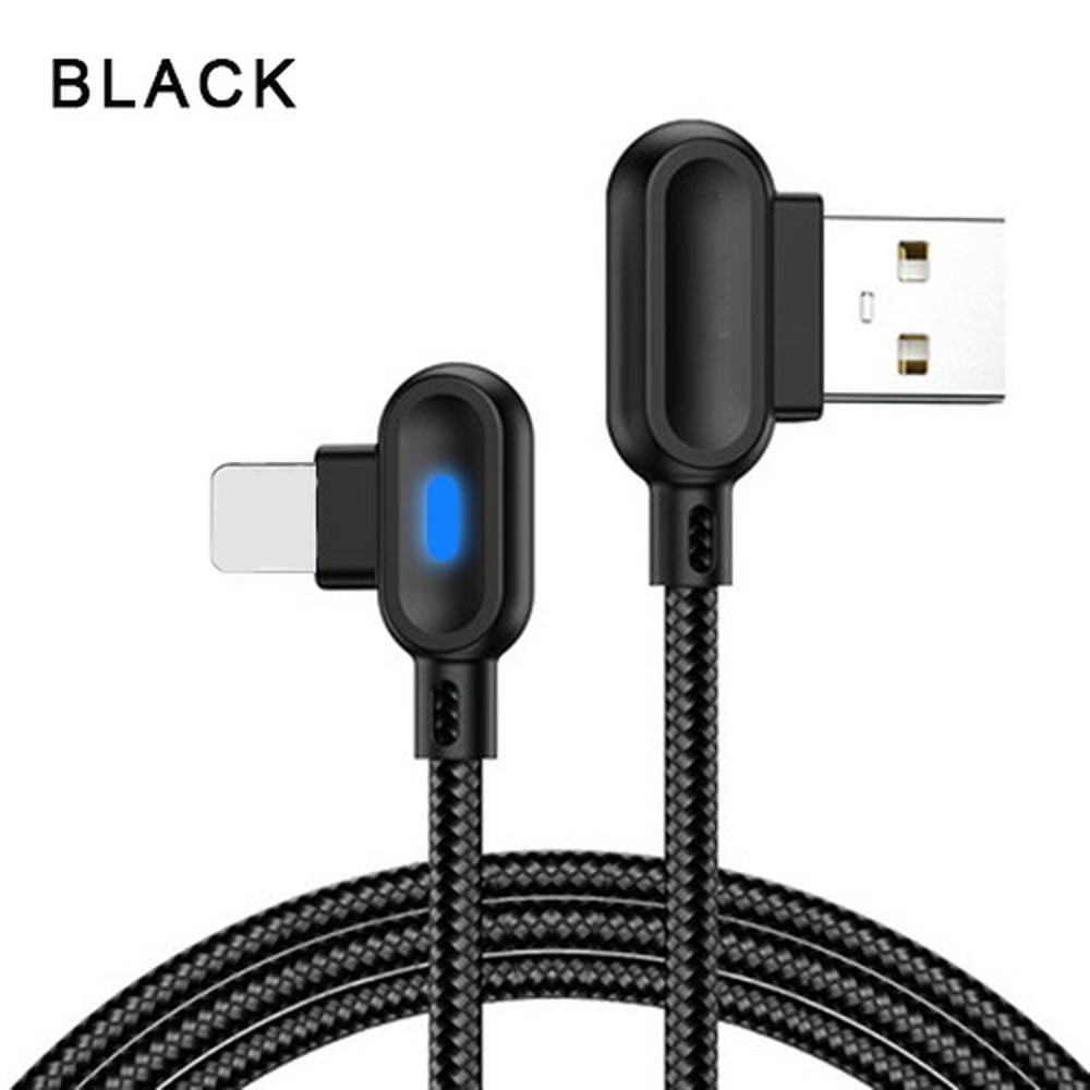 90° Right Angle USB Charger Cable Fast Charging Cord For iPhone 14 13 12 11 8 XR