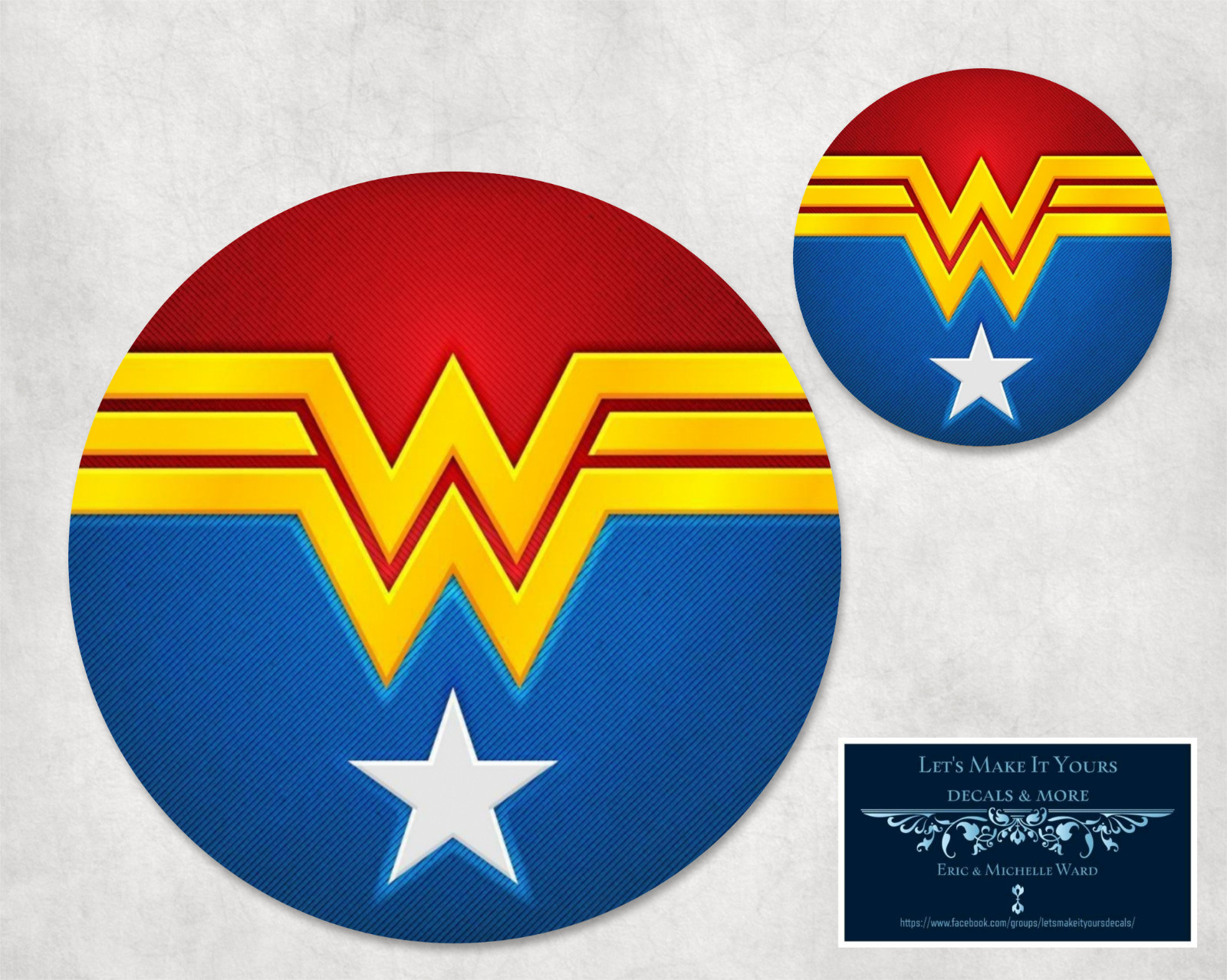 WONDER WOMAN - CUSTOM ROUND MOUSEPAD DESK MAT & COASTER 2 pc OFFICE GIFT SET LOT