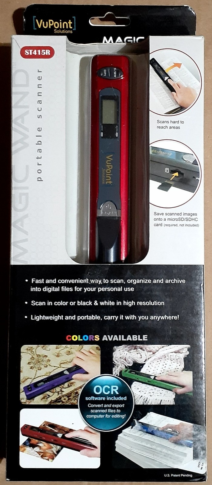 VuPoint Solutions PDS-ST415R-VP Handheld Magic Wand Portable Scanner RED NOB