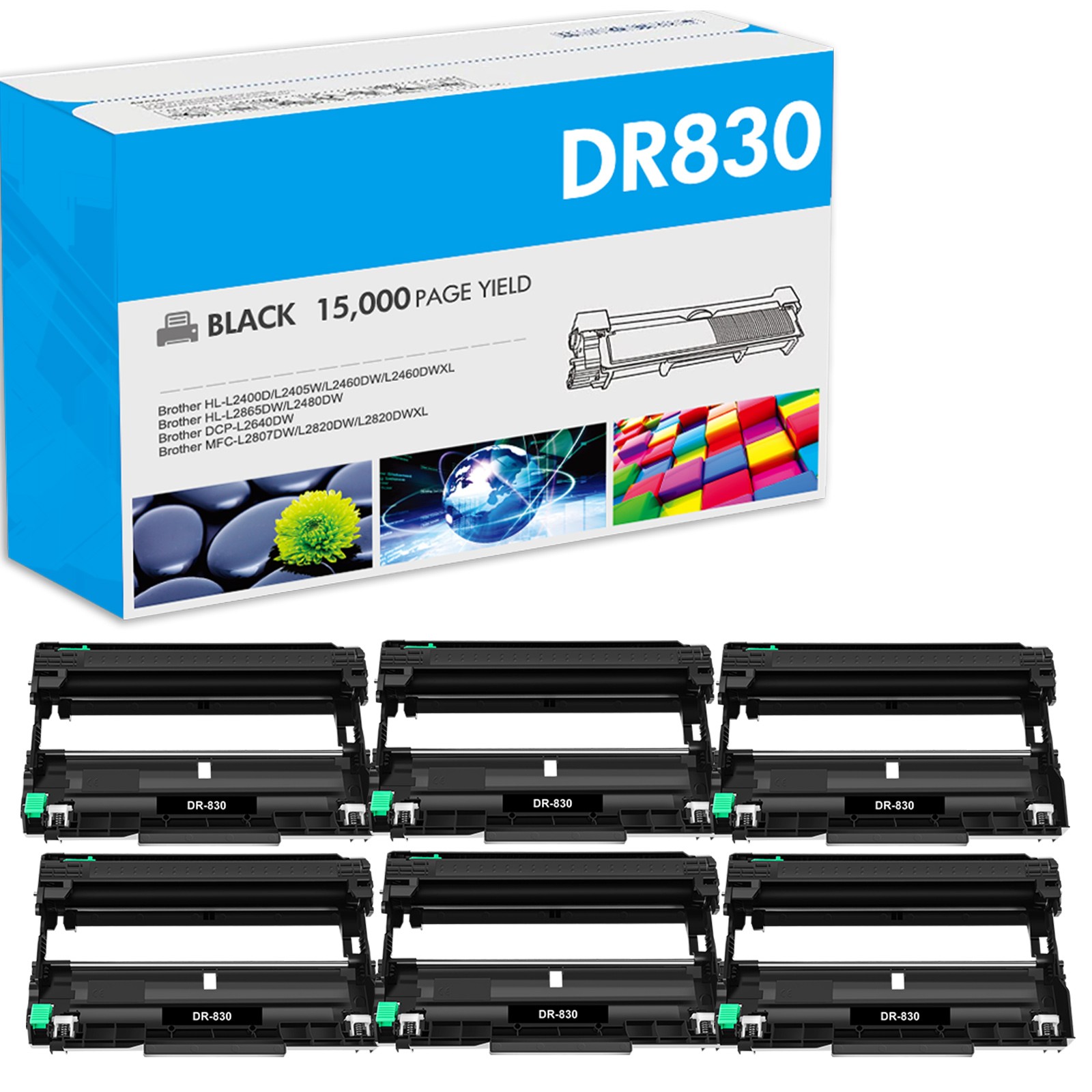 6PK DR830 Drum Unit Replacement for Brother DCP-L2640DW DCP-L2647DW MFC-L2760DW