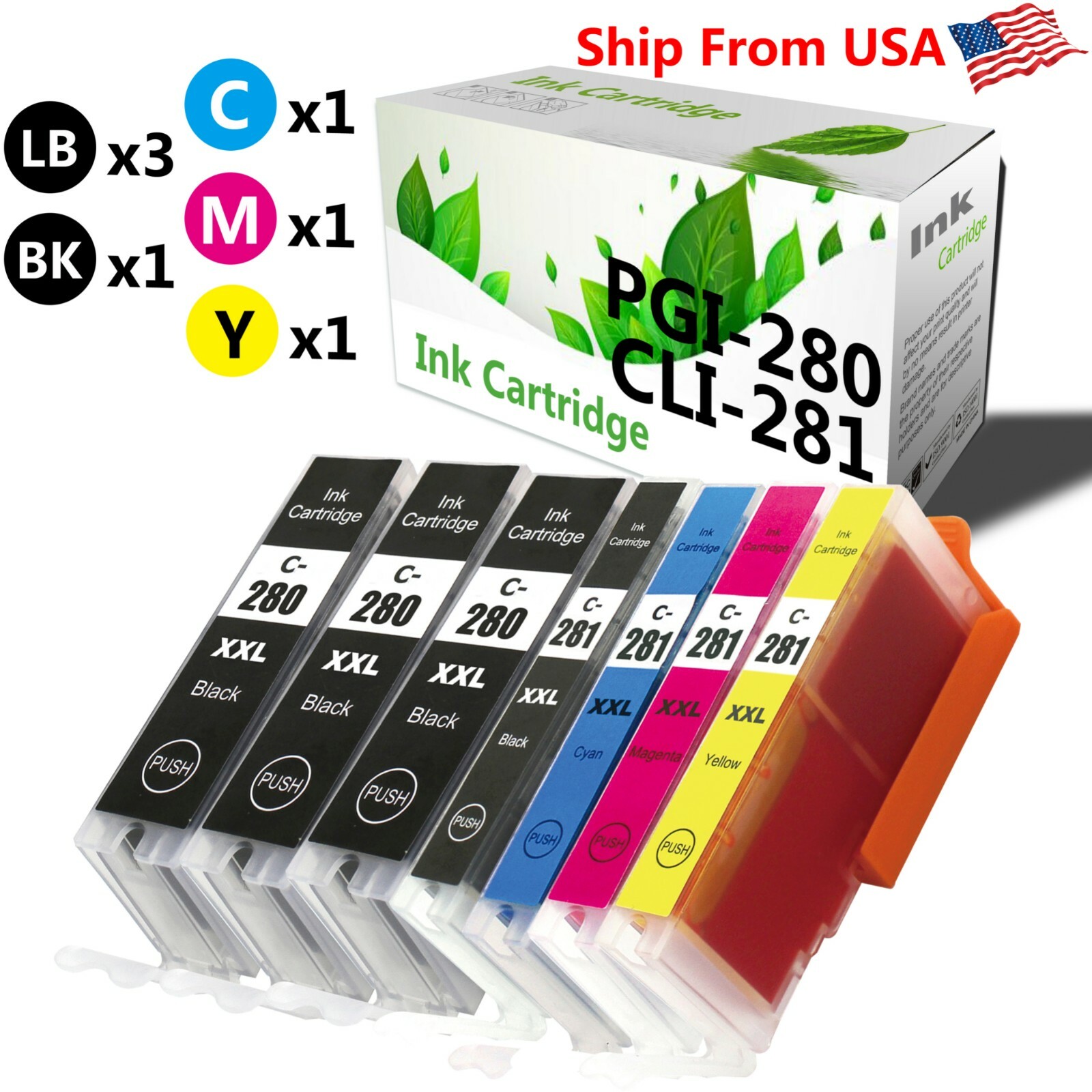 7 PK PGI280XXL CLI281XXL Ink Cartridge for PIXMA TR8520 TS6120 TS6220 TS6320