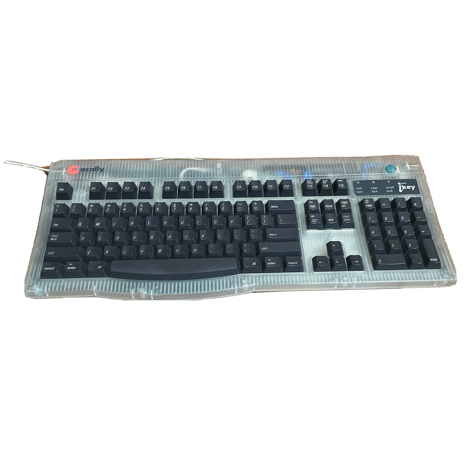 Macally iKey 4 Wired USB Keyboard Macintosh G2 Vintage Apple Clear Blue Green