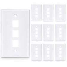 10 Pcs - 3 Port Wall Plate Keystone RJ45 Cat6 Cat5e Insert Jack White WallPlate picture