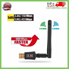 600Mbps Wireless USB Wifi Adapter Dongle Dual Band 2.4G/5GHz W/Antenna 802.11AC picture