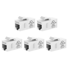 CAT6A Keystone Coupler (UL Listed, 5-Pack White), UTP RJ45 Female-to-Female E... picture