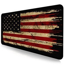 XL Retro American Flag Gaming Mouse Pad - Stitched Edge Desk Mat for Laptops picture