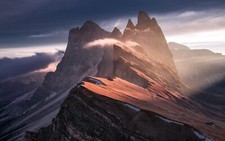 Landscape nature mist dolomites mountains summit cliff Custom Gaming Mat Desk picture