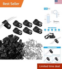 Durable 120pcs 3/8 Inch Black R-Type Cable Clips - Easy Installation with Screws picture