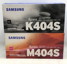 Set Of Genuine Samsung Black CLT-K404S, Magenta CLT-M404S Toner Print Cartridges picture