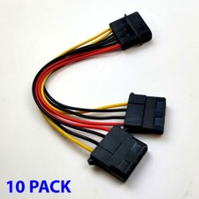 4-Pin Molex Male Female Y Splitter Adapter PSU Power Supply Computer Cable 10-PK picture