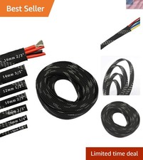 30ft Expandable Wire Cable Sleeve, Self-Adhesive, Silver & Black, 1/4” picture