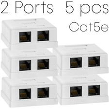 RJ45 Surface Mount Box 1 2 Ports For Cat5 Cat6 Cable Female RJ45 Connector White picture