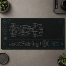 Formula Race Car Blueprint Gaming Mouse Pad Desk Mat 36x18 XXL Large picture