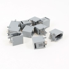 10Pcs, RJ9 4P4C Network Modular PCB Connector Jacks Gray picture