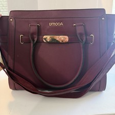 Umoda Laptop Bag In Burgundy Multiple Pockets Crossbody Strap/  Double Handles picture