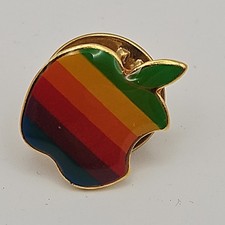 Retro Vintage Apple Computer Rainbow Logo Enamel Lapel Pin Macintosh #V13 picture