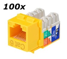 100x Pack Lot CAT6 Network RJ45 Port 110 Punch Down Keystone Snap-In Jack Yellow picture