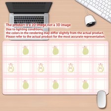 1pc Pink Grid Pear-Shaped Desk Mat & Gaming Mouse Pad with Non-Slip Rubber Bas picture